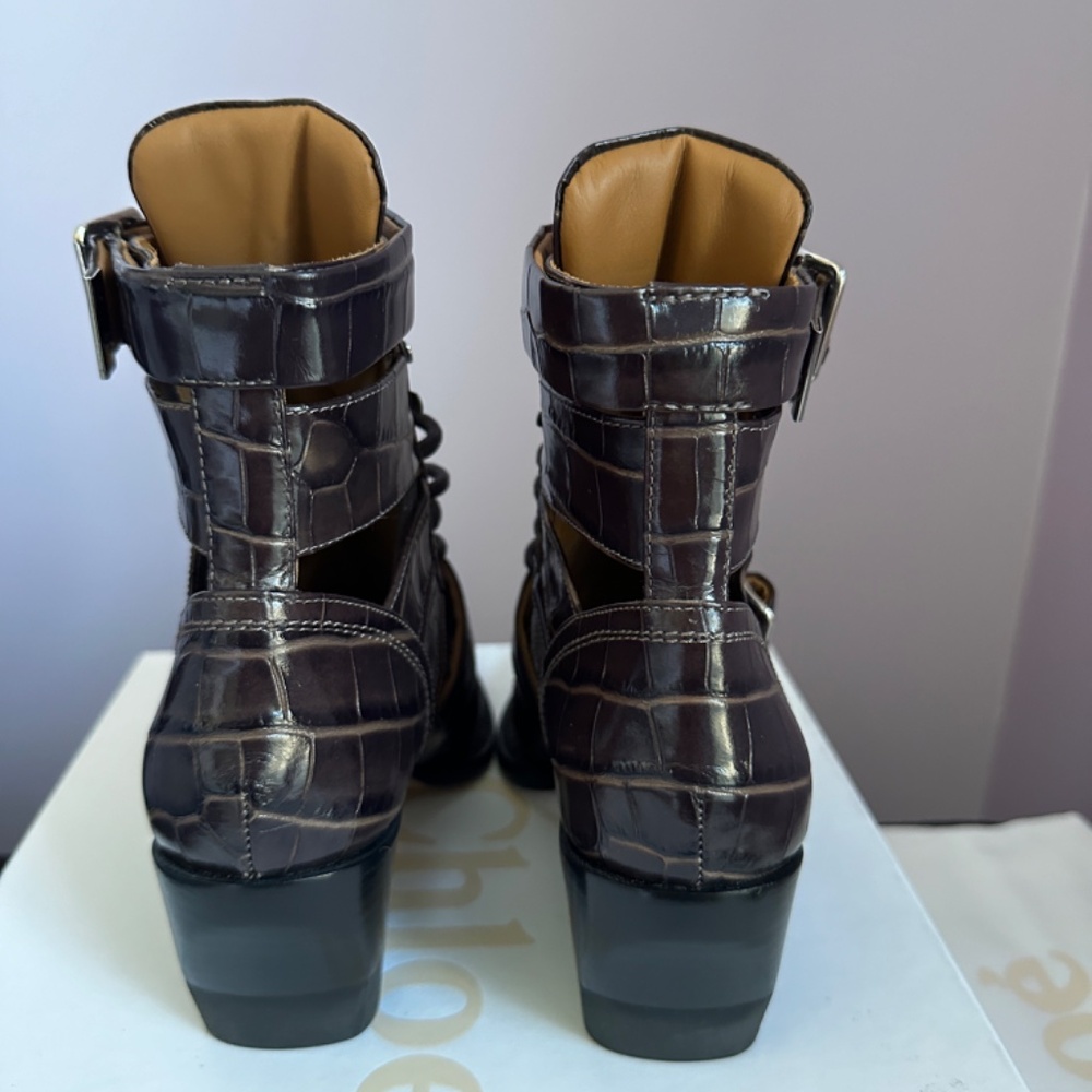 Chloe Brown Croc Rylee Boots - Picture 5 of 15